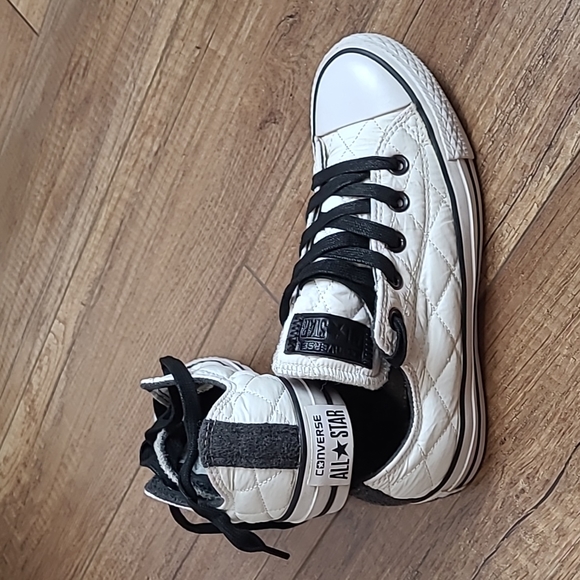Converse Chuck Taylor Ox diamond Quilted Nylon White Black lined sneakers W 6 - Picture 15 of 16